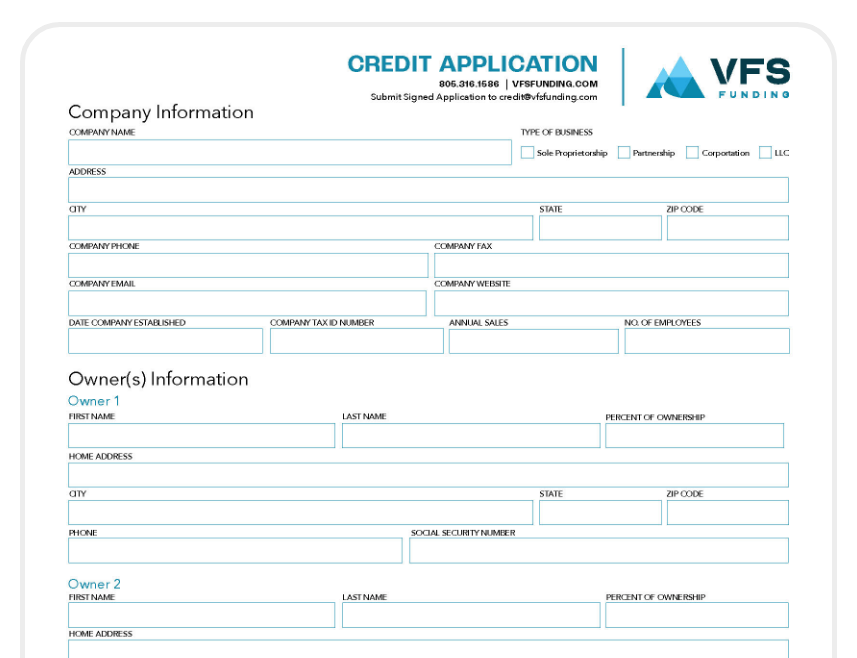 Application Image of a credit application